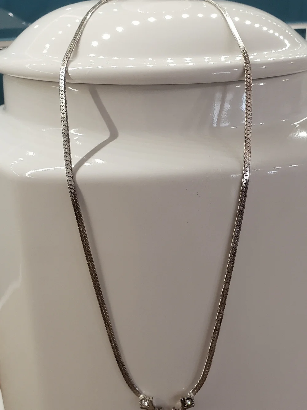 Silver Tone Crystal Accent V-Shaped Necklace